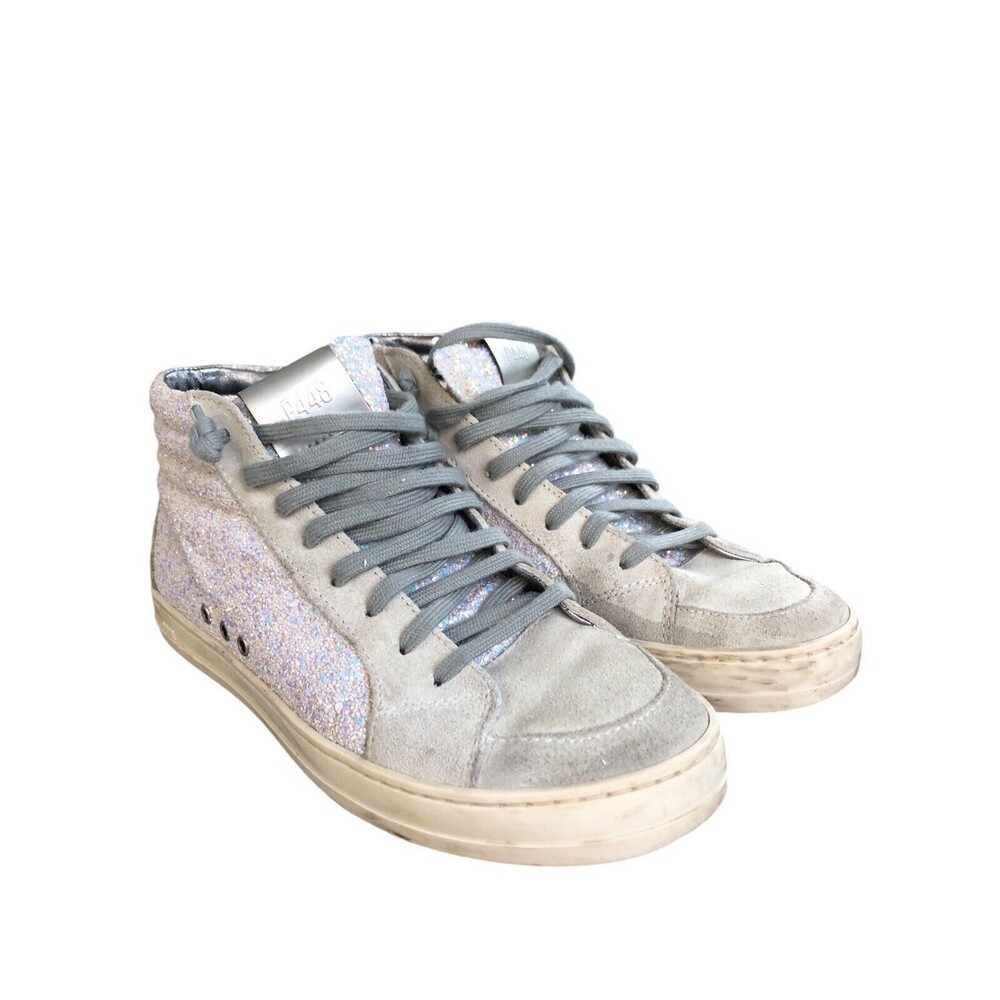 P448 Skate Glitter Mid Top Zip Women's Size 37/ US 7 High Top Sneaker